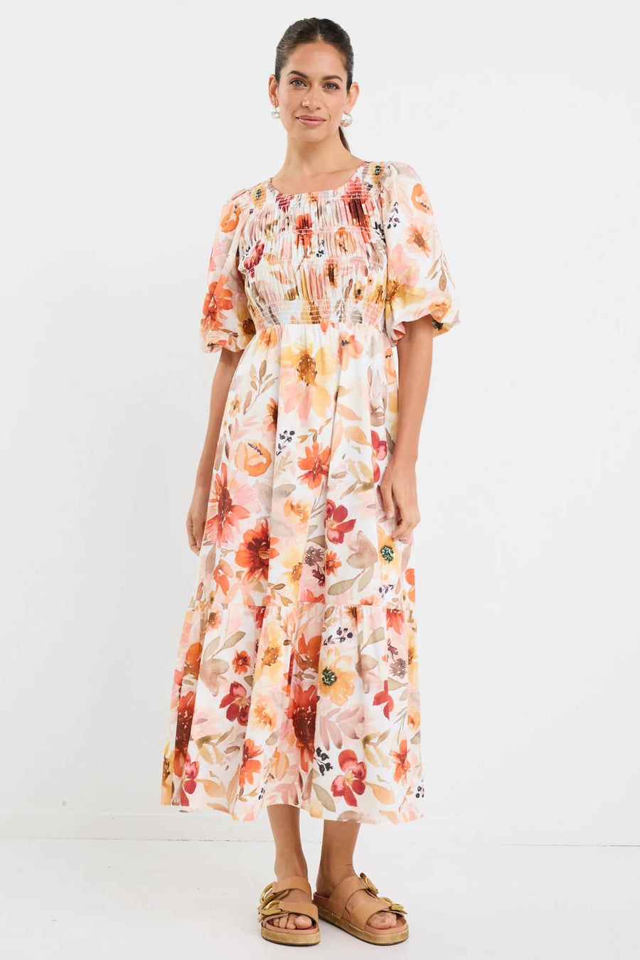 IVY + JACK MILANO SUNRISE MEADOW SS TIERED MAXI DRESS - SUNRISE MEADOW - WILDROSE