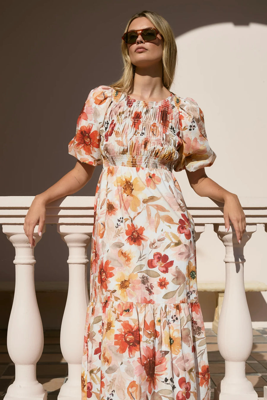 IVY + JACK MILANO SUNRISE MEADOW SS TIERED MAXI DRESS - SUNRISE MEADOW - WILDROSE