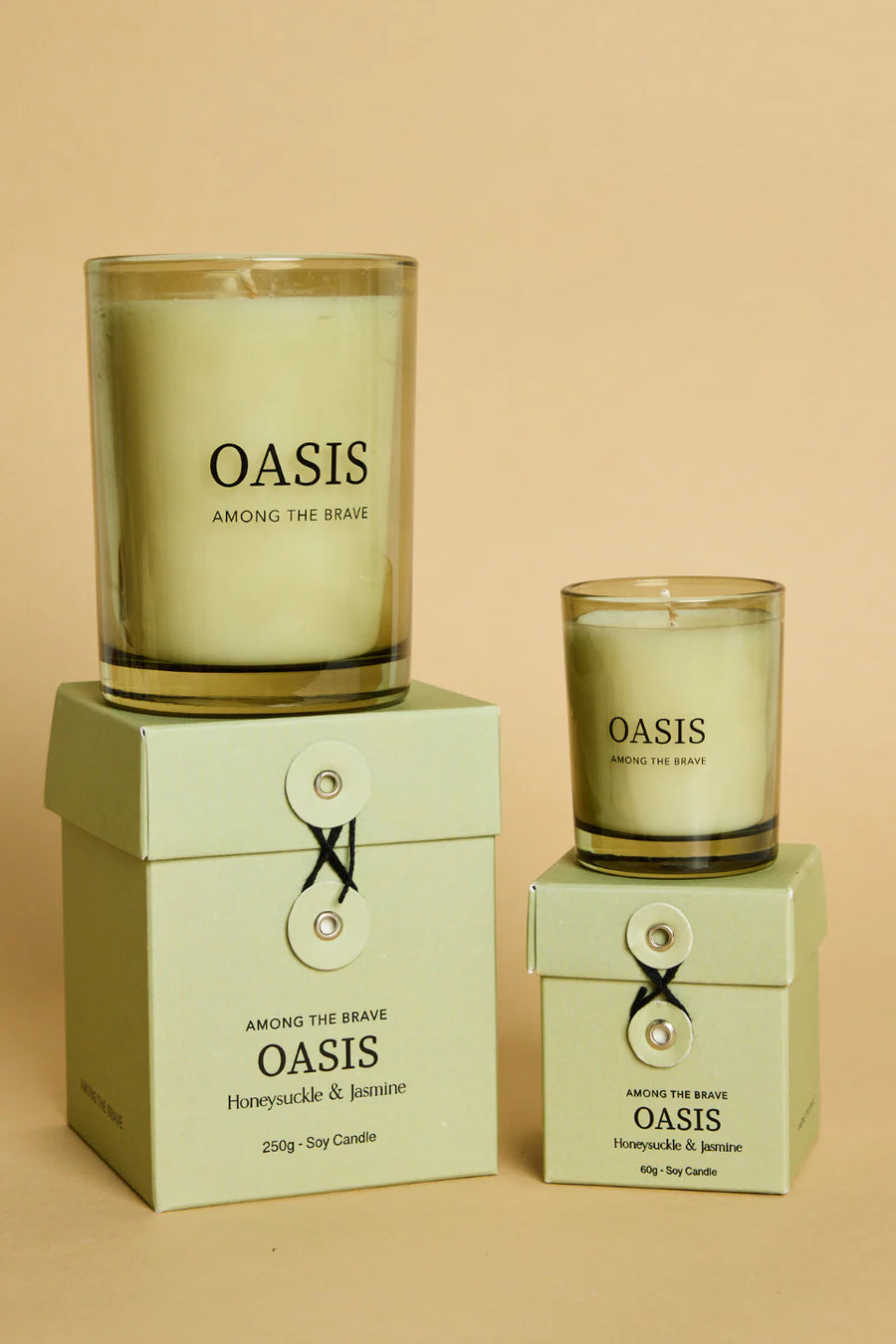 AMONG THE BRAVE OASIS HONEYSUCKLE + JASMINE 60G SOY CANDLE GREEN - WILDROSE