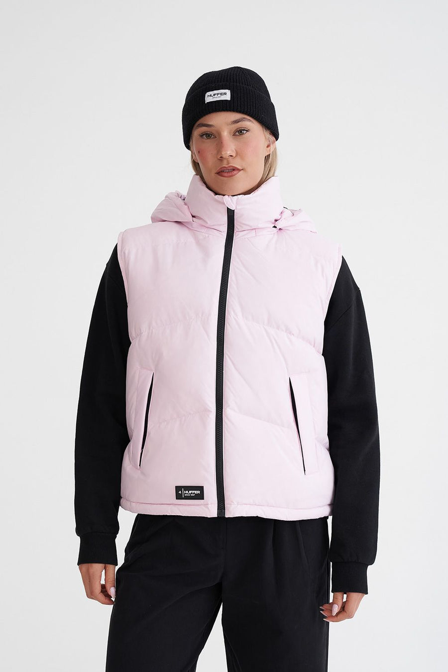 HUFFER WOMENS BLOCK DOWN VEST - PEONY - WILDROSE