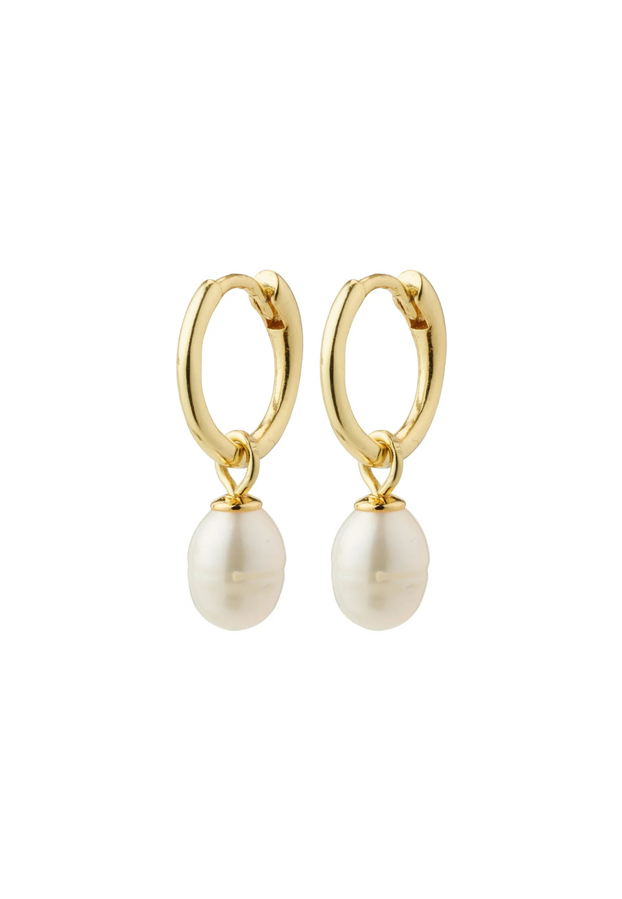 PILGRIM BERTHE RECYCLED PEARL HOOP EARRINGS - GOLD PLATED - WILDROSE