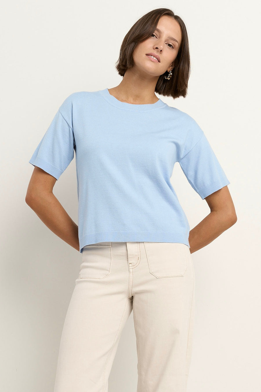 AMONG THE BRAVE PRECISE SKY BLUE SS KNITTED TEE - WILDROSE