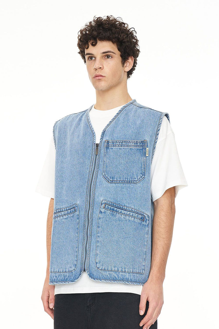 HUFFER DENIM PACK VEST/EXILE - MID WASH - WILDROSE