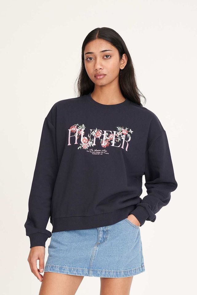 HUFFER SLOUCH CREW 350/GARDEN - NAVY - WILDROSE