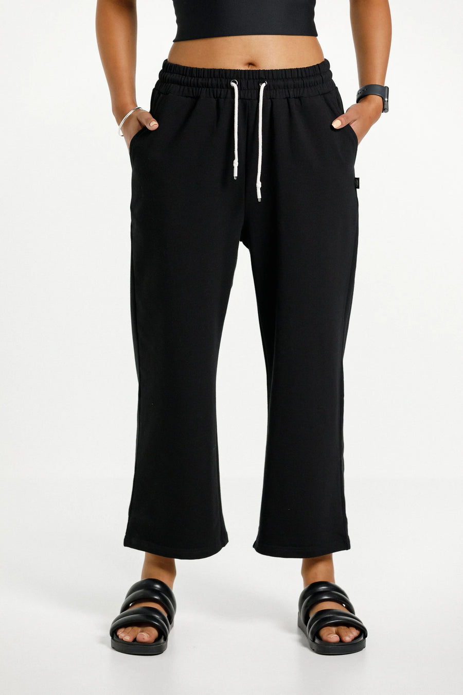 ROSE ROAD CROPPED BALLER PANTS - BLACK - WILDROSE