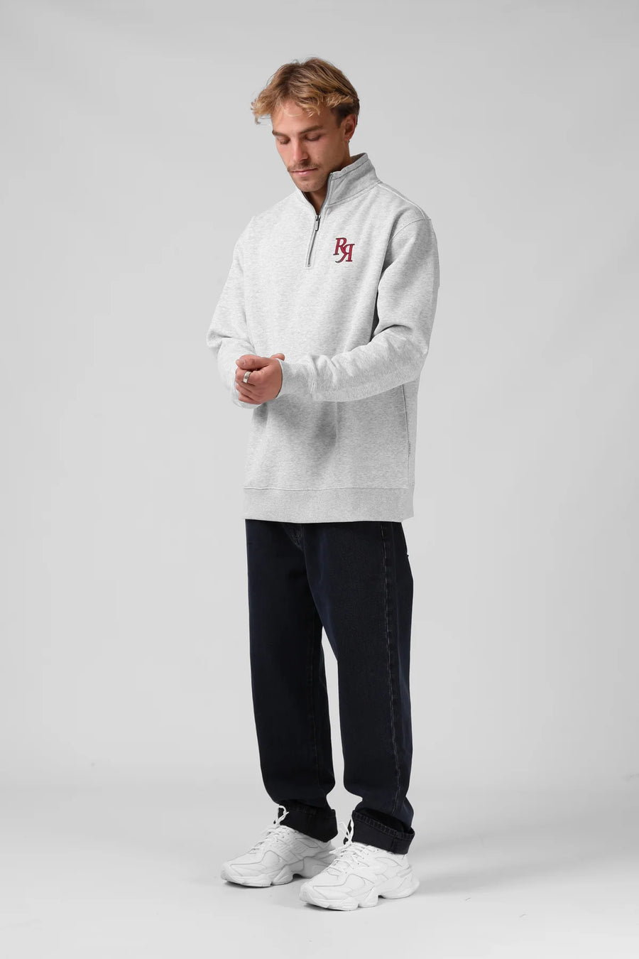 RPM TRACK 1/4 ZIP - WHITE MARL - WILDROSE