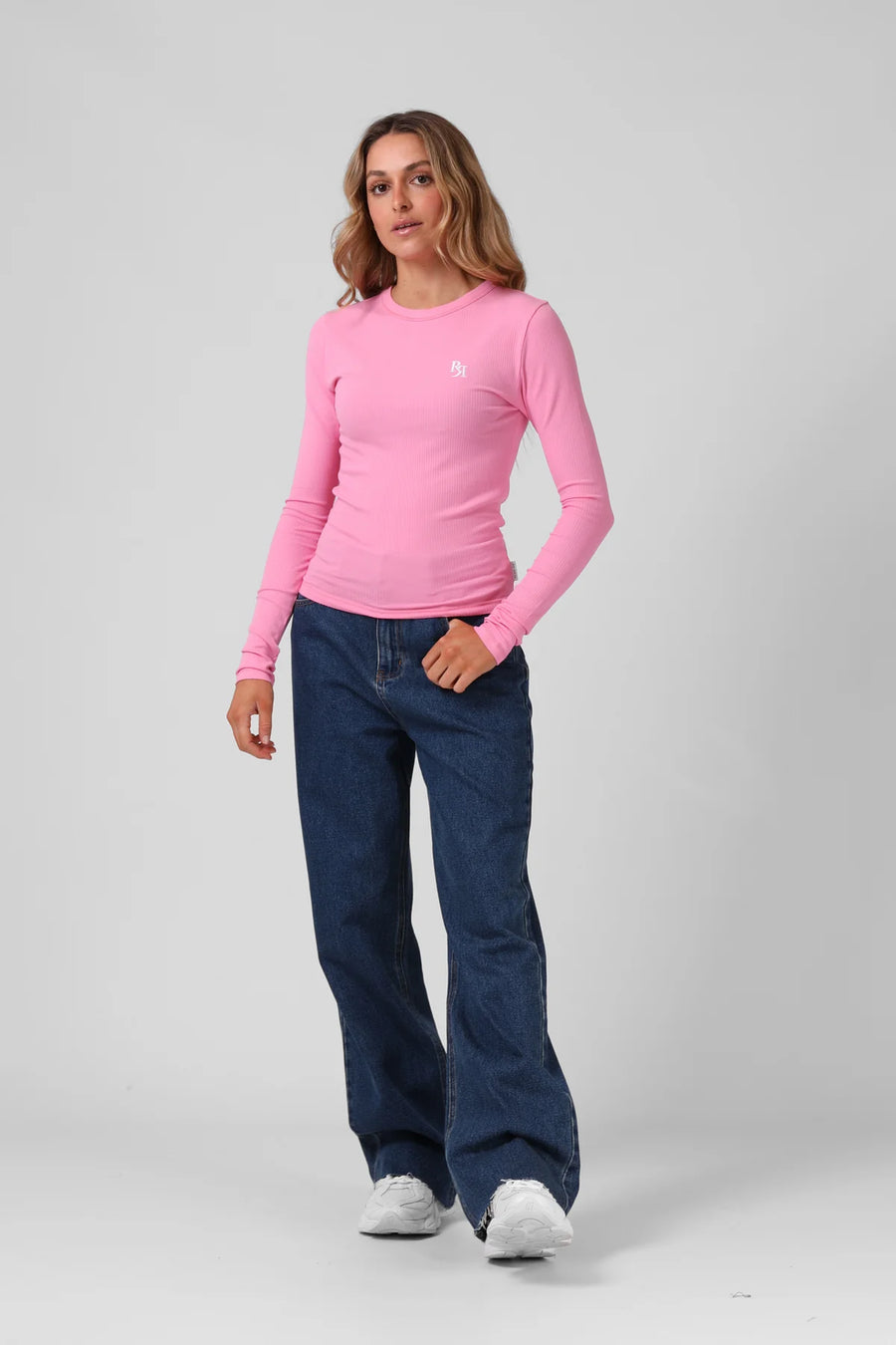 RPM RIBBED L/S TEE - BUBBLE GUM - WILDROSE