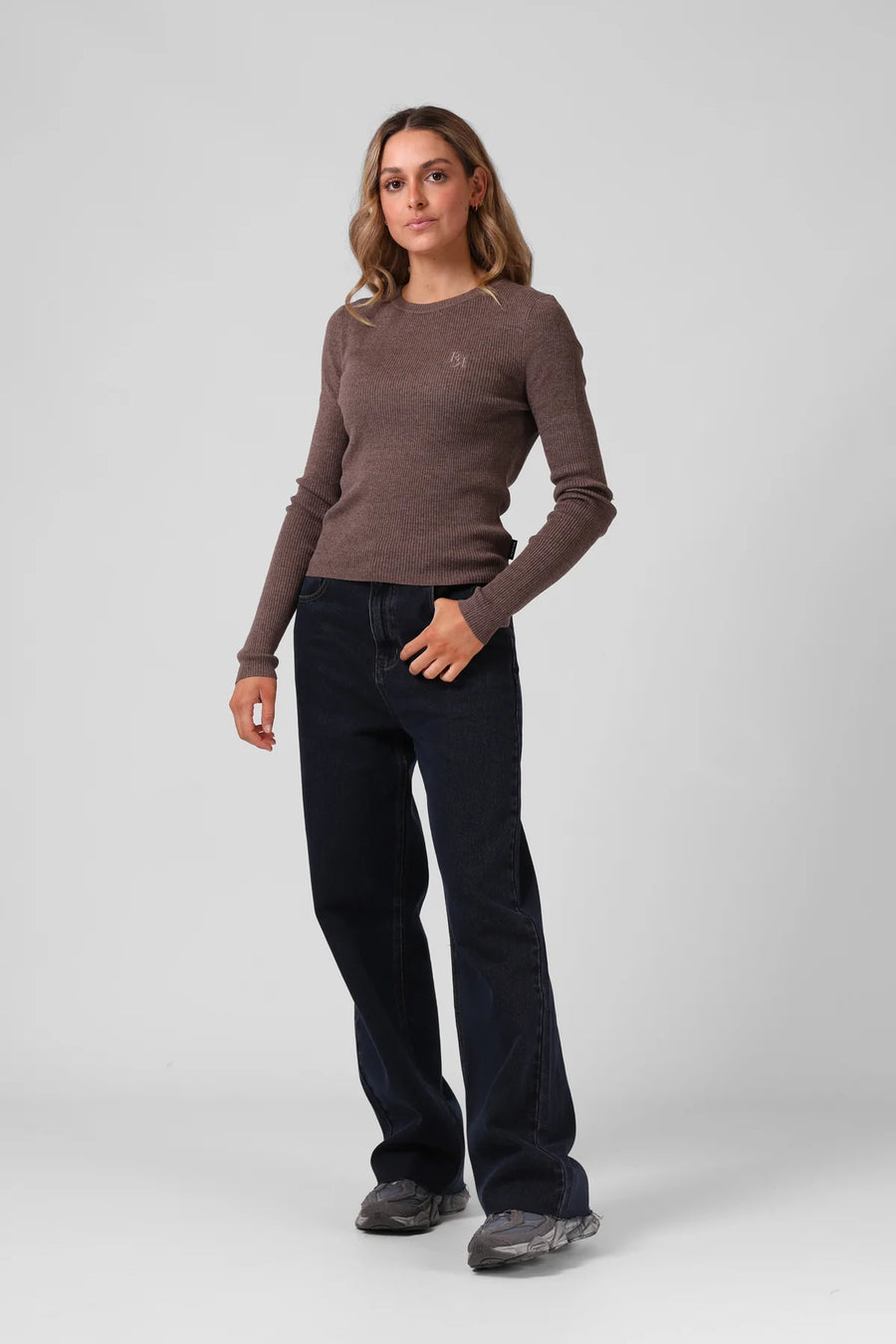 RPM KNITTED L/S - BROWN MARLE - WILDROSE