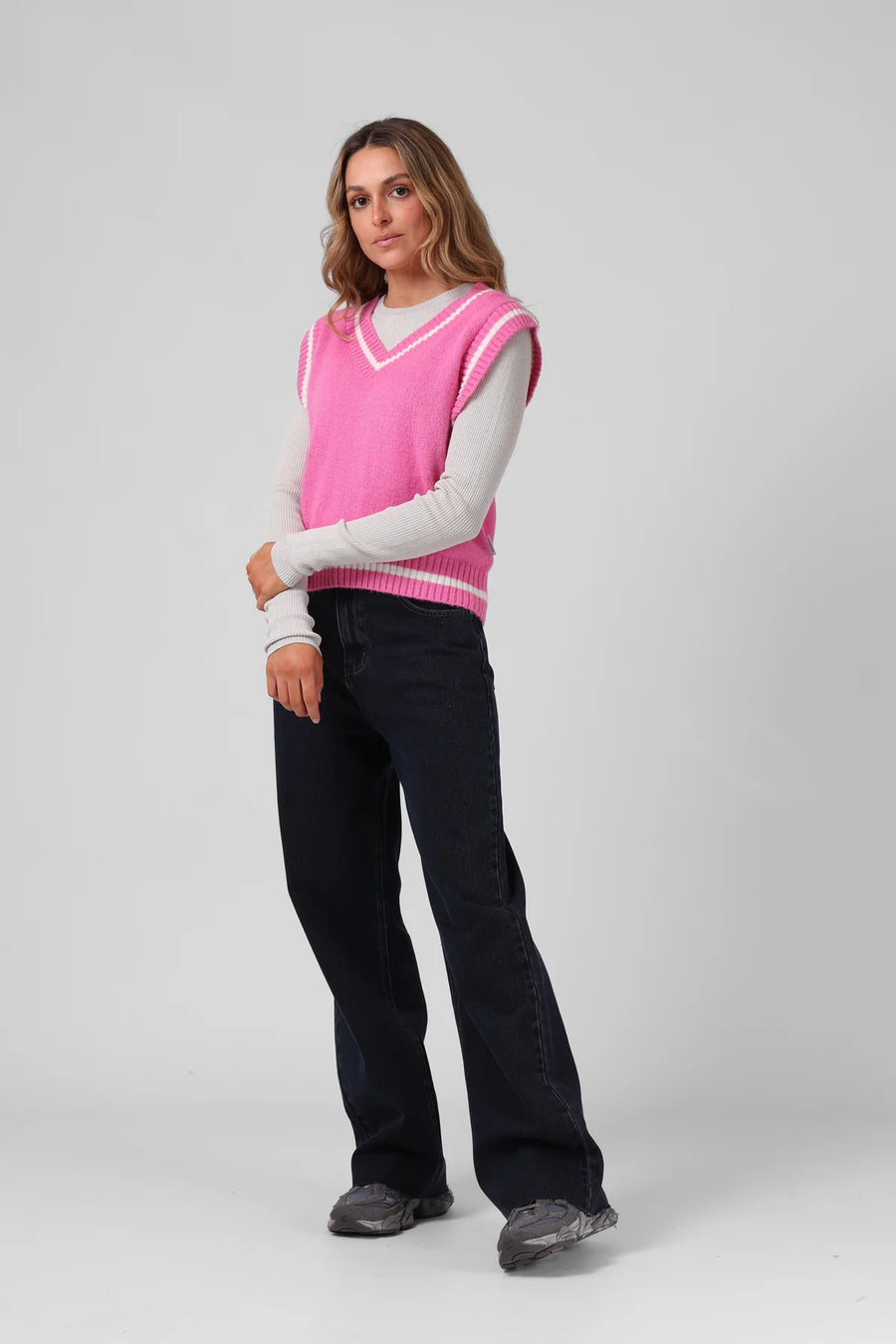 RPM V KNIT VEST - HOT PINK - WILDROSE