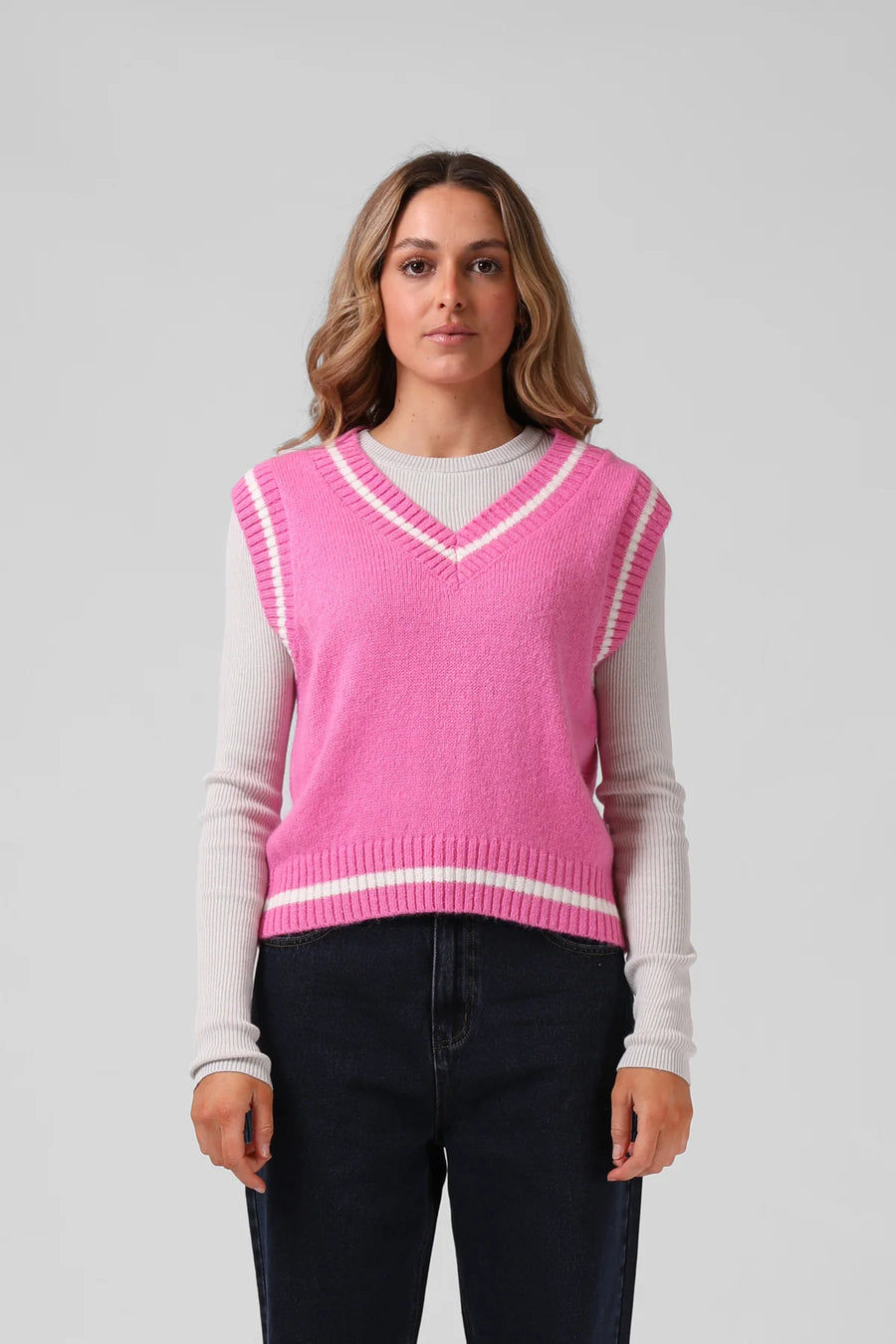 RPM V KNIT VEST - HOT PINK - WILDROSE