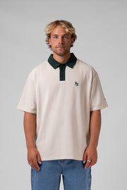RPM CONTRAST POLO - CREAM/BOTTLE - WILDROSE