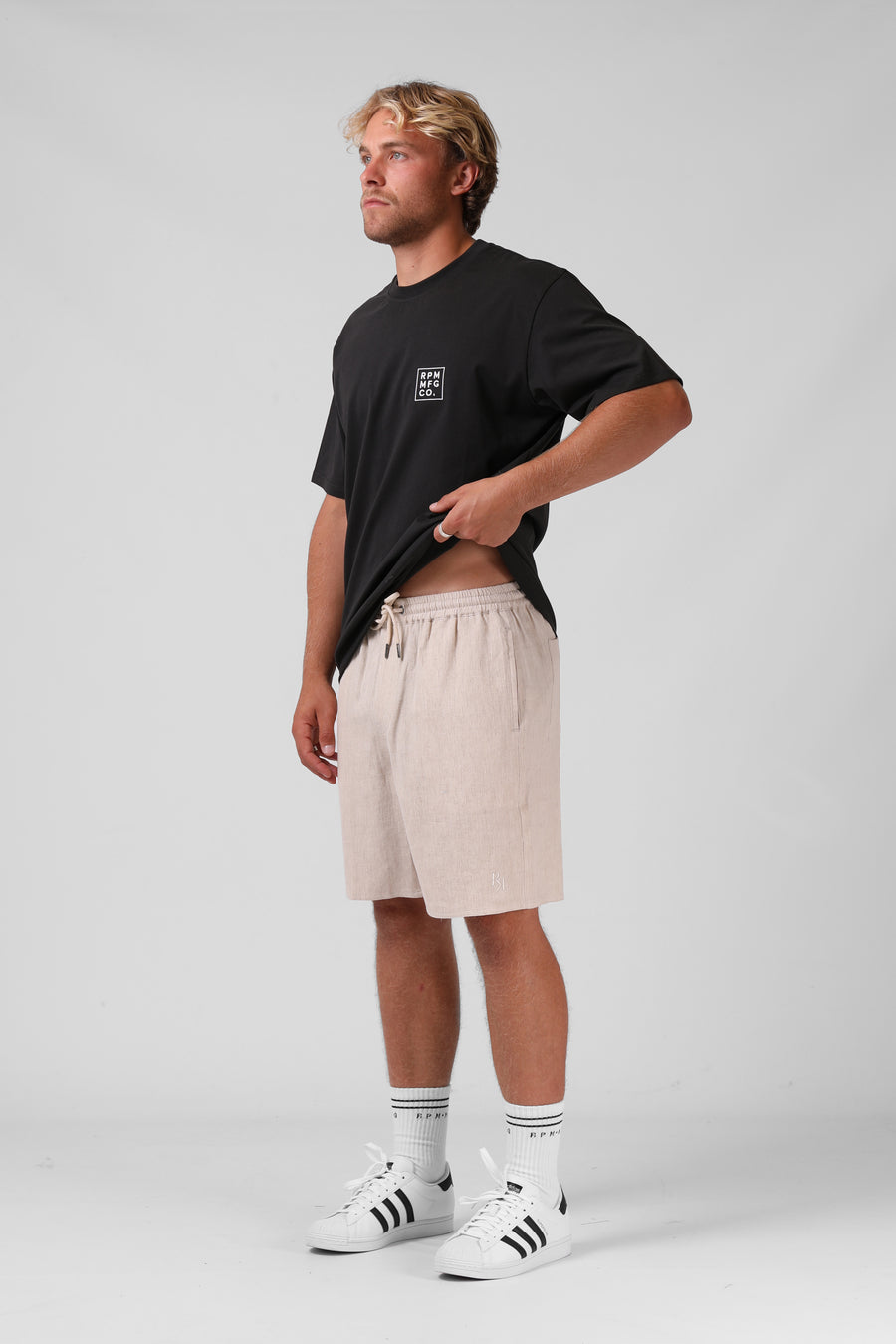 RPM LINEN SHORT - NATURAL MARL - WILDROSE