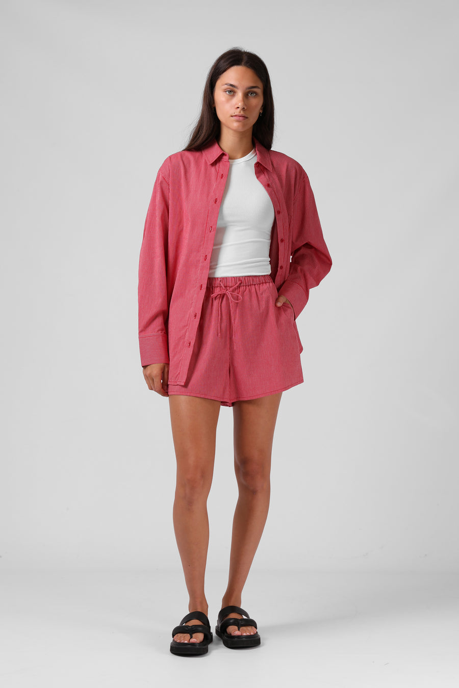 RPM TILLY SHORT - RED PINSTRIPE - WILDROSE