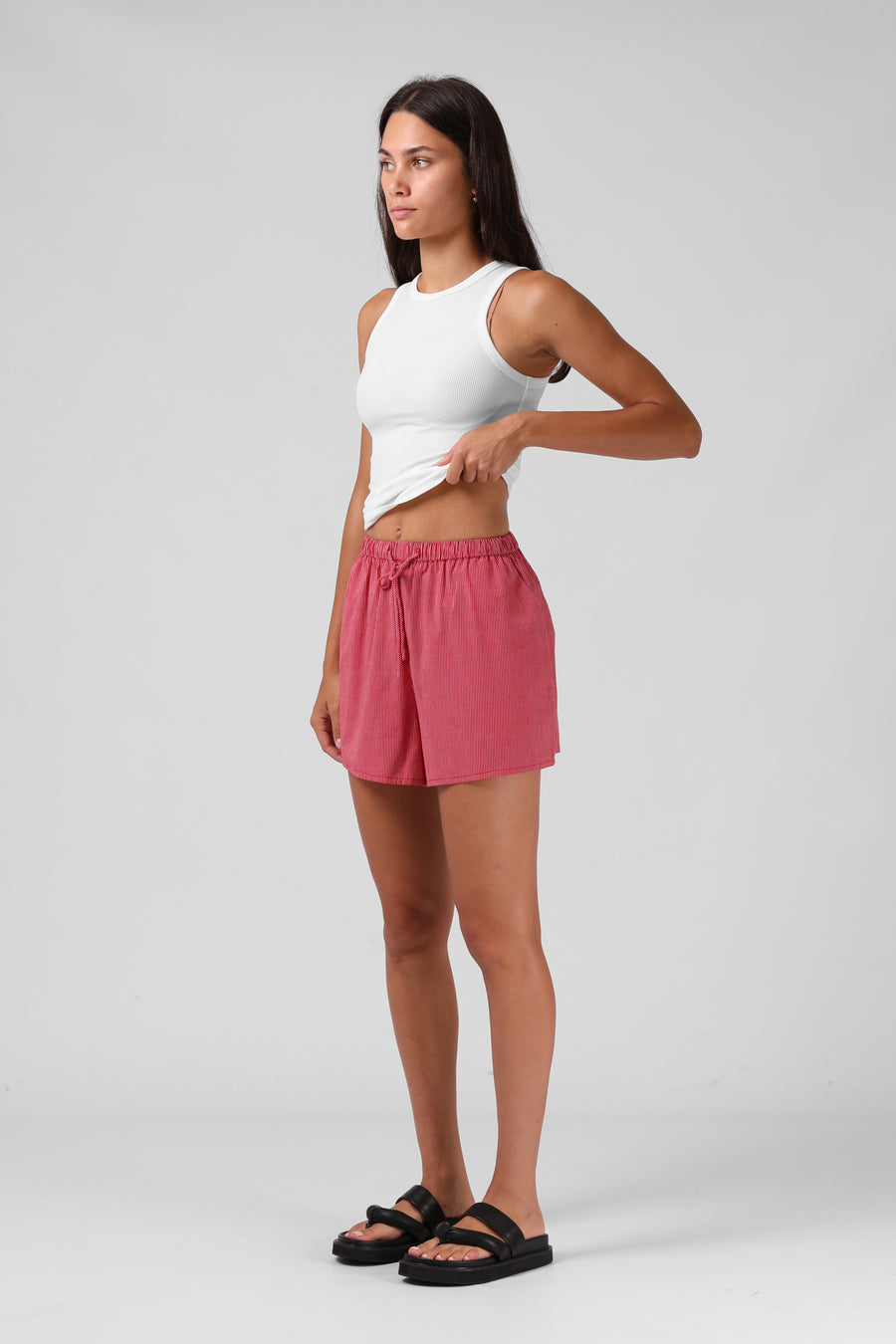 RPM TILLY SHORT - RED PINSTRIPE - WILDROSE