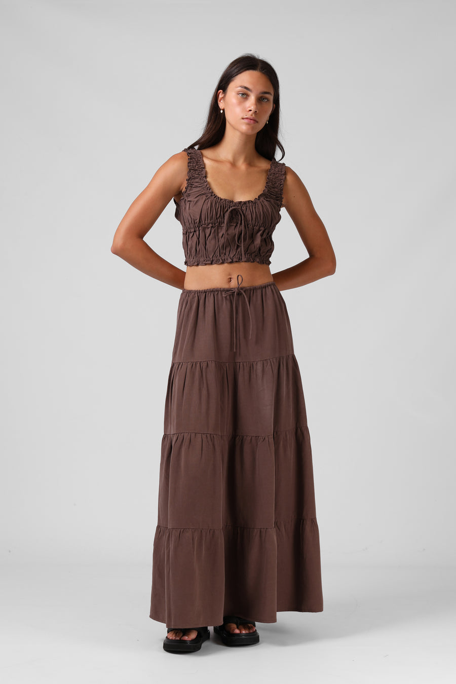 RPM RUBY MAXI SKIRT - CHOCOLATE - WILDROSE
