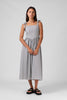 RPM SOFIA MIDI DRESS - B/W PINSTRIPE - WILDROSE