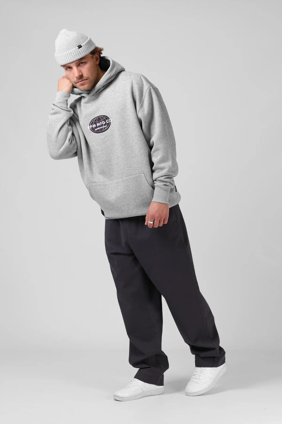 RPM WORLD WIDE BOX HOOD - GREY MARL - WILDROSE