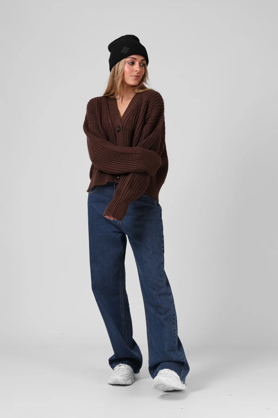 RPM CHUNKY CARDIGAN - CHOCOLATE - WILDROSE