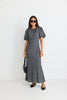 STORIES TO BE TOLD ASTRID BLACK CHECK PUFF SLEEVE BIAS MAXI DRESS - WILDROSE