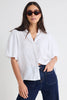 AMONG THE BRAVE RESTED WHITE LINEN BUBBLE SLEEVE SHIRT - WILDROSE