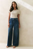 STORIES TO BE TOLD COLLEGE DEEP BLUE WIDE LEG TIE BELT JEAN - WILDROSE