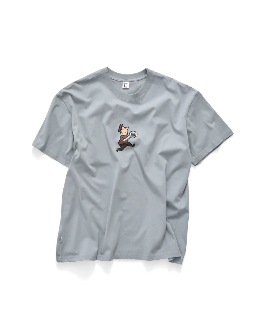 S DOUBLE MAN WITH DOT SS TEE - BLUE GREY - WILDROSE