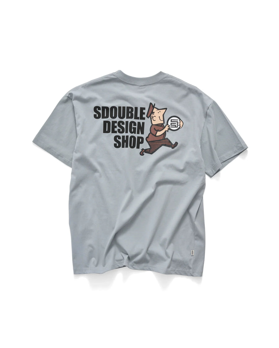 S DOUBLE MAN WITH DOT SS TEE - BLUE GREY - WILDROSE