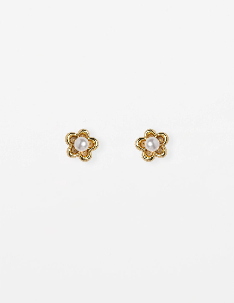STELLA + GEMMA EARRING GOLD PEARL DAISY - WILDROSE