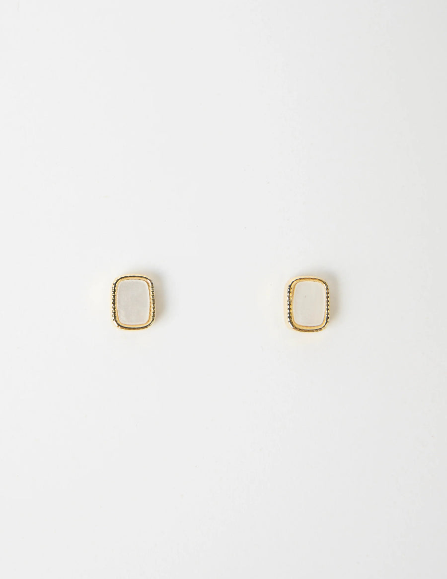 STELLA + GEMMA EARRING GOLD MOTHER OF PEARL CUBE - WILDROSE