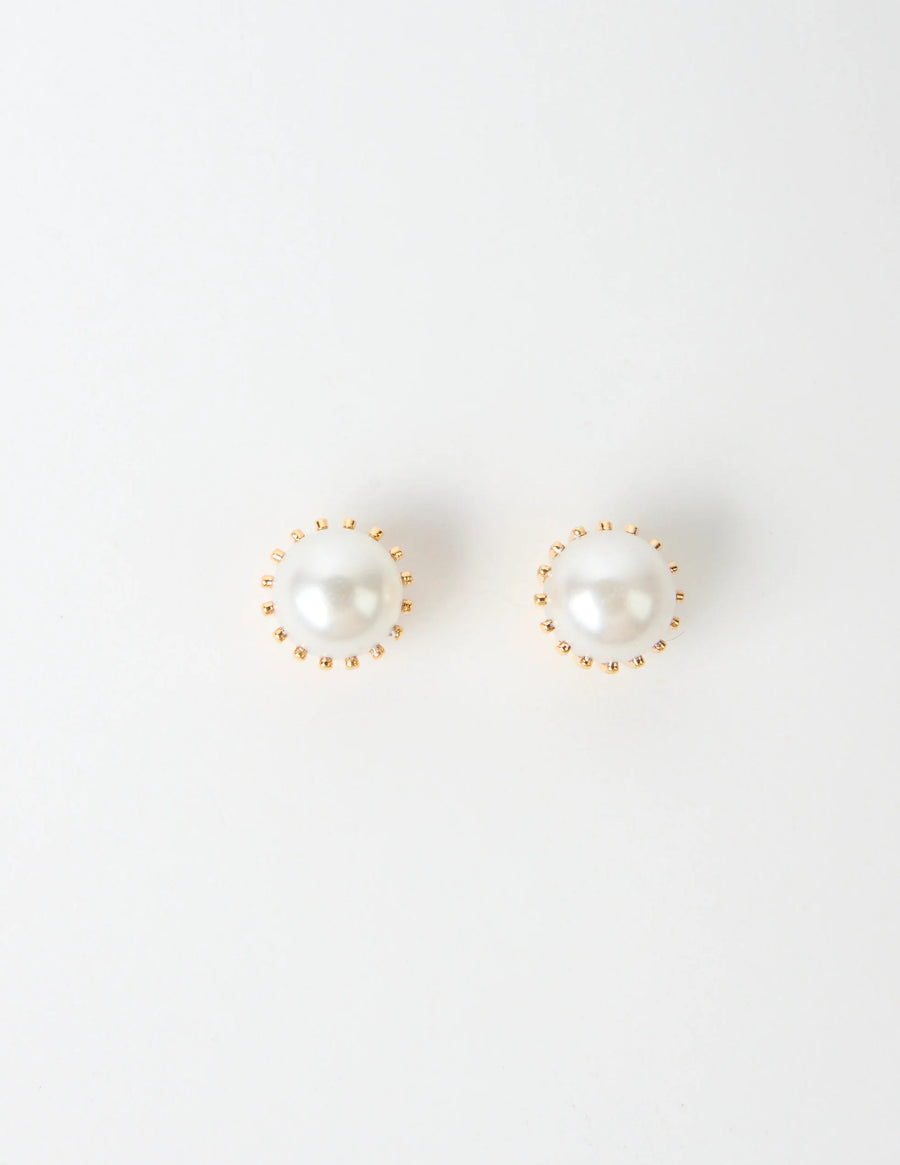STELLA + GEMMA EARRING GOLD MOTHER OF PEARL DOME - WILDROSE