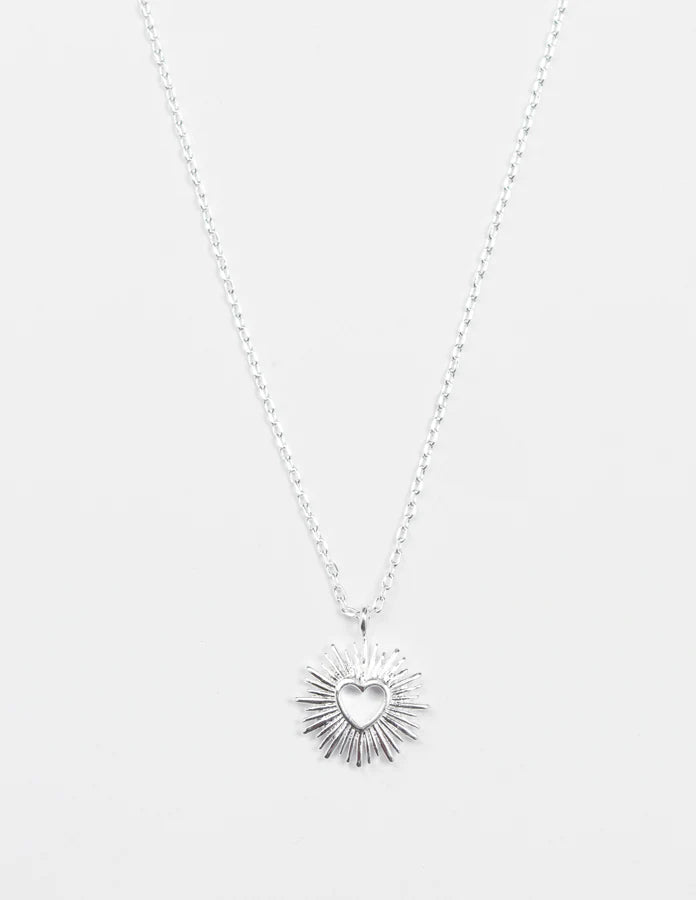 STELLA + GEMMA NECKLACE SILVER HEART SUNSHINE - WILDROSE