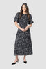 SEEKING LOLA SPARKLING DRESS - BLACK FLORAL SKETCH - WILDROSE