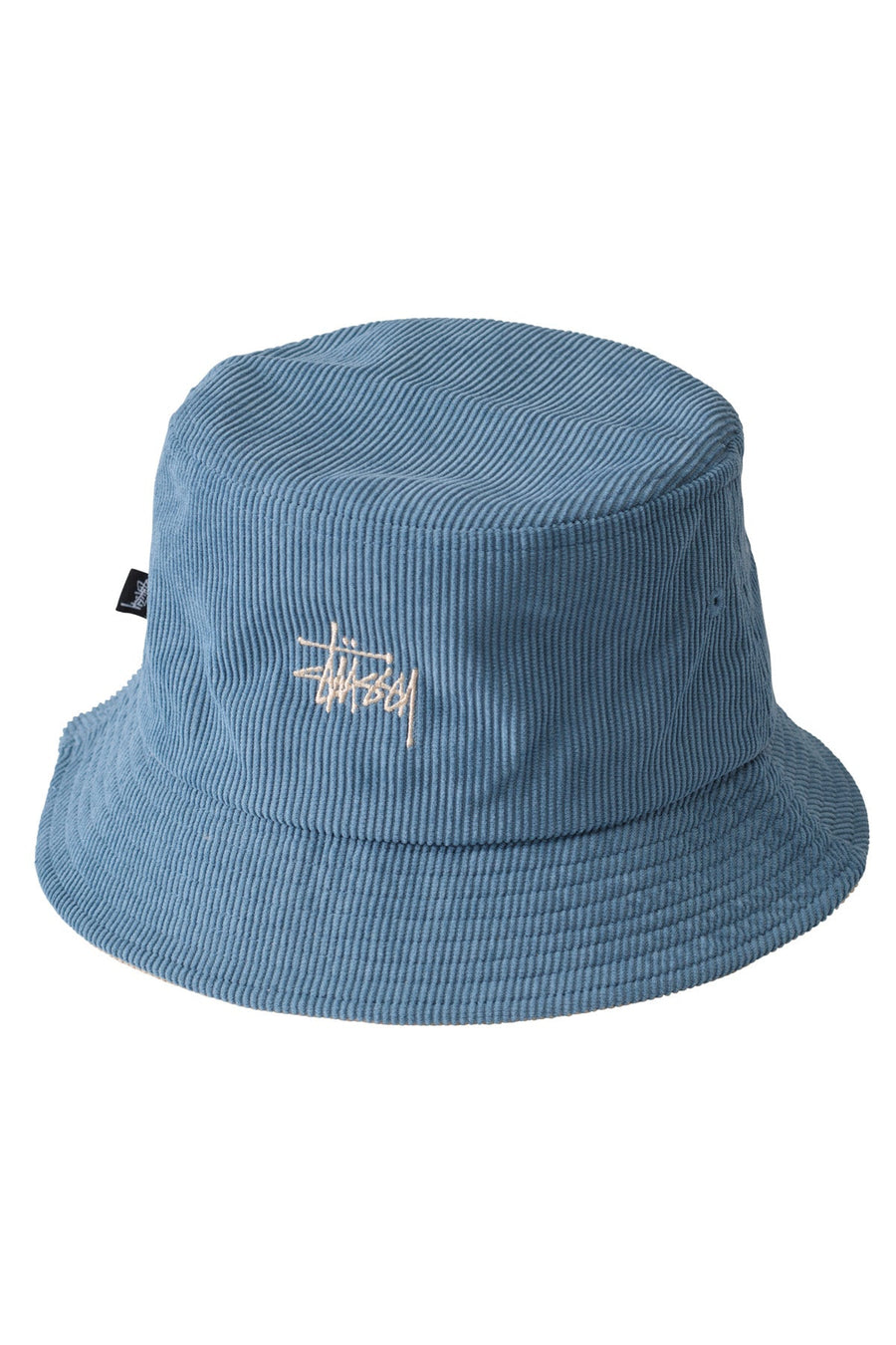STUSSY GRAFFITI CORD BUCKET HAT - NATURAL/STEEL BLUE - WILDROSE