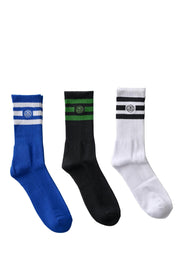 STUSSY MENS SS LINK STRIPE SOCK 3PK - MULTI - WILD ROSE