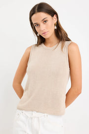 AMONG THE BRAVE SALUTE SAND RELAXED SLEEVELESS KNIT TANK TOP - WILDROSE