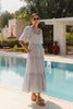 IVY + JACK SPARROW BLUE STRIPE PUFF SLEEVE TIERED MAXI DRESS - WILDROSE