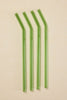 WILLOW & MAE GREEN REUSABLE PK 4 GLASS DRINKING STRAWS - WILDROSE