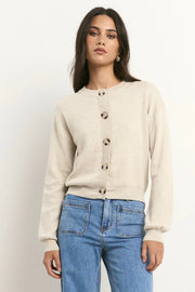 IVY+JACK SOLAR OAT COTTON FINE KNIT CREW CARDIGAN - WILDROSE