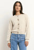 IVY+JACK SOLAR OAT COTTON FINE KNIT CREW CARDIGAN - WILDROSE