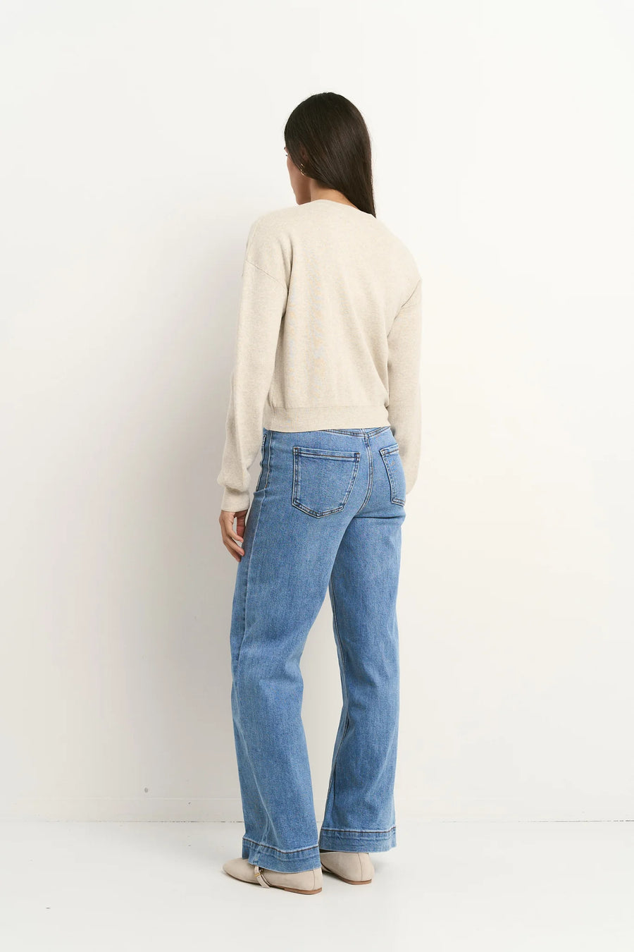 IVY+JACK SOLAR OAT COTTON FINE KNIT CREW CARDIGAN - WILDROSE