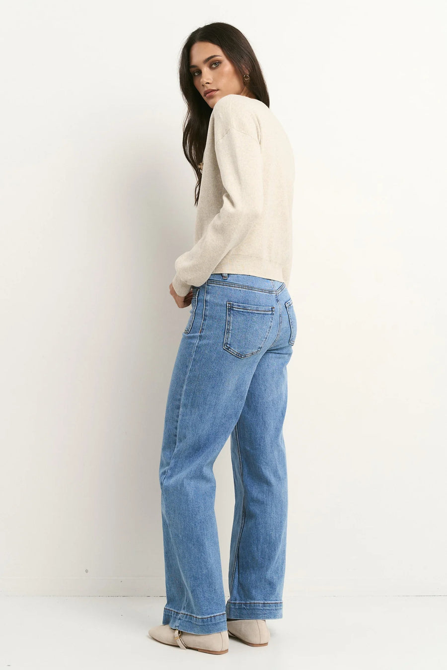 IVY+JACK SOLAR OAT COTTON FINE KNIT CREW CARDIGAN - WILDROSE