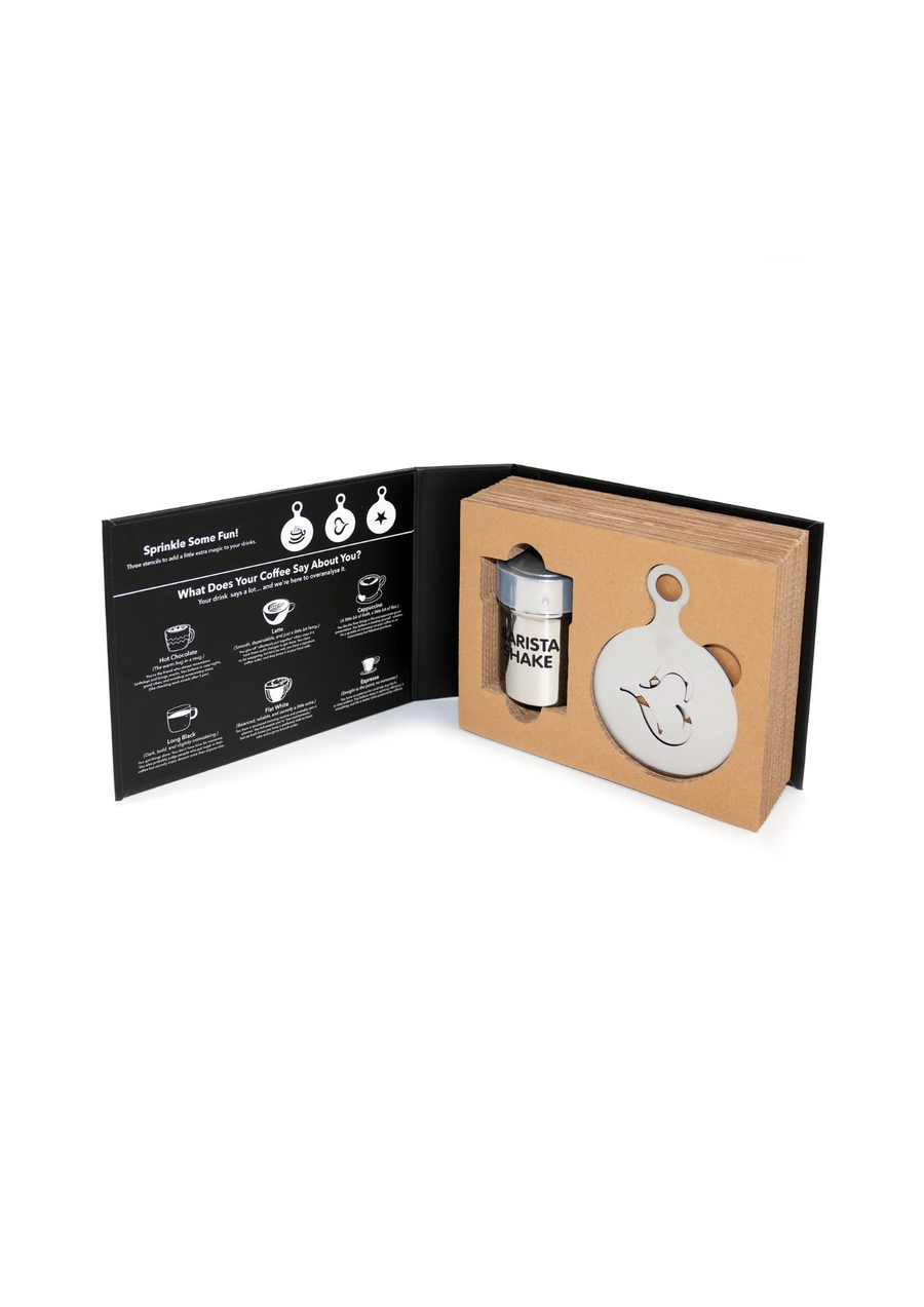 THE MASTER BARISTA SHAKER & STENCILS BOX SET - WILDROSE