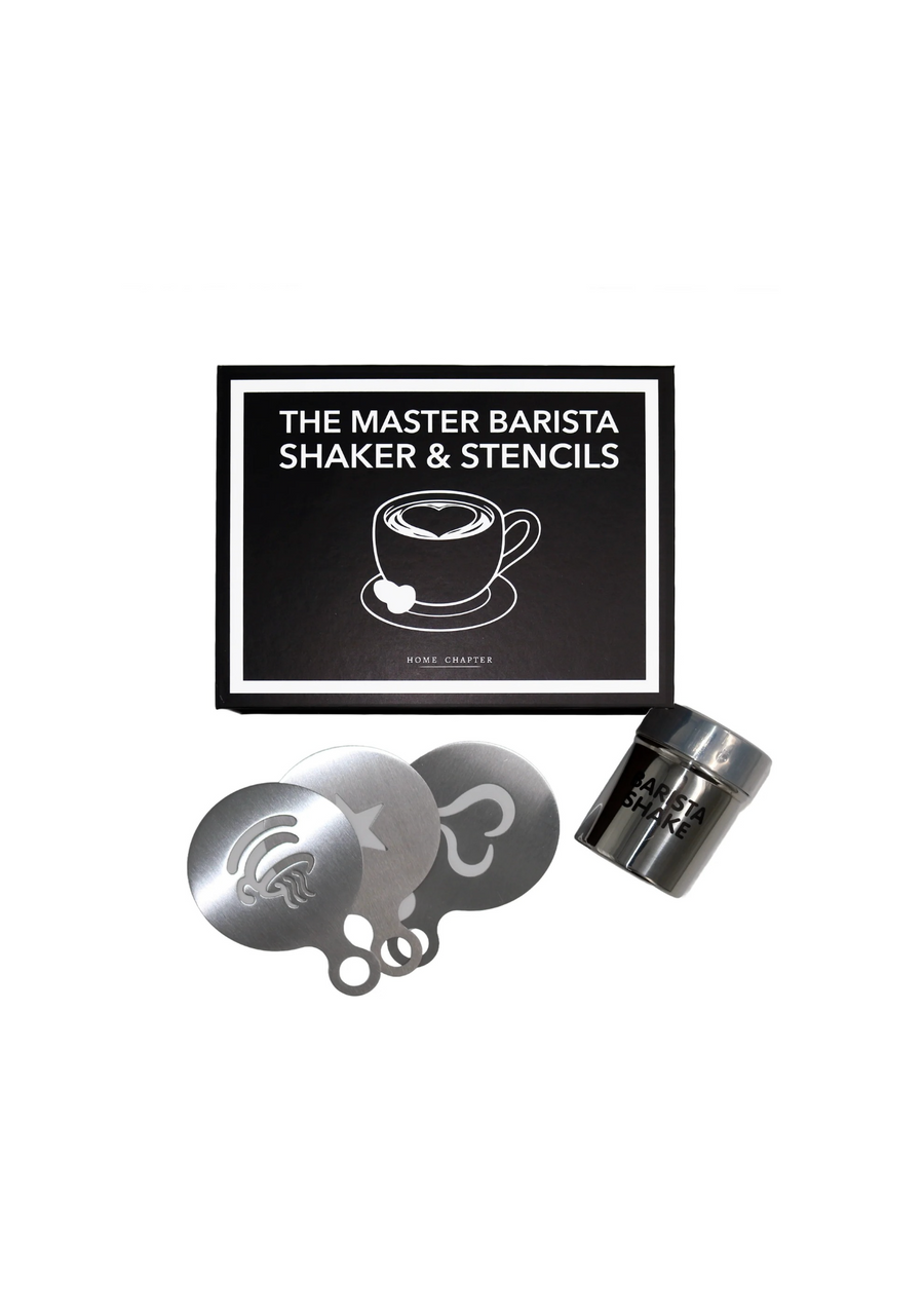 THE MASTER BARISTA SHAKER & STENCILS BOX SET- WILDROSE