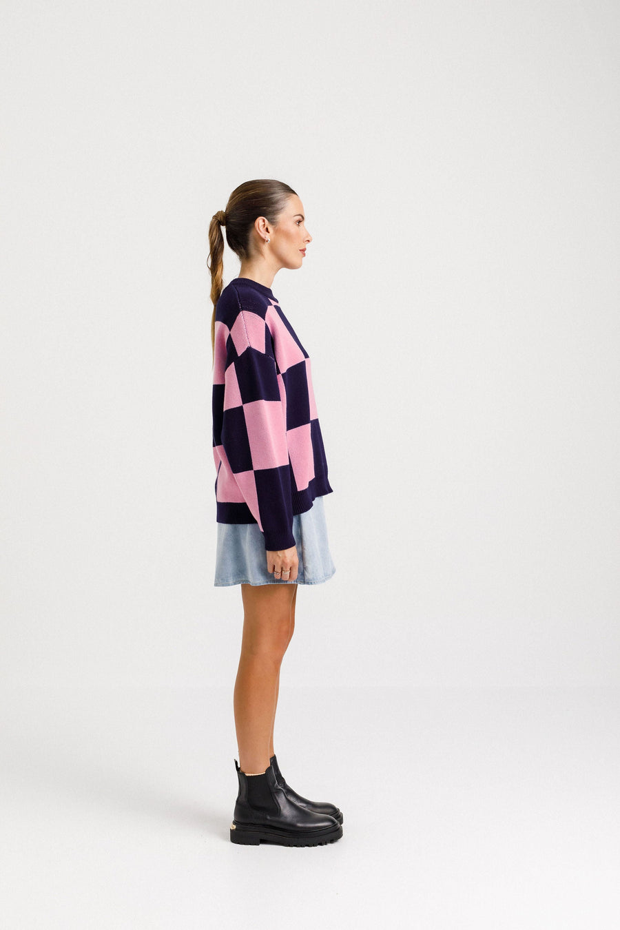 THING THING CLEO CHECK IT JUMPER - BALLET NAVY - WILDROSE