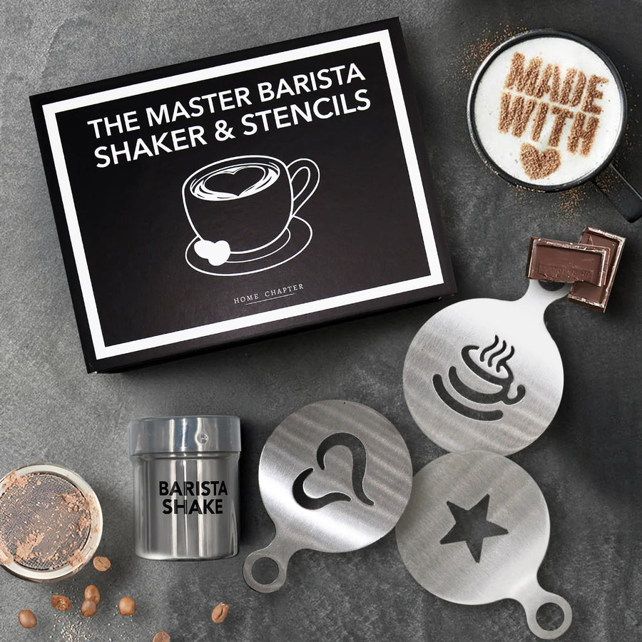 THE MASTER BARISTA SHAKER & STENCILS BOX SET - WILDROSE
