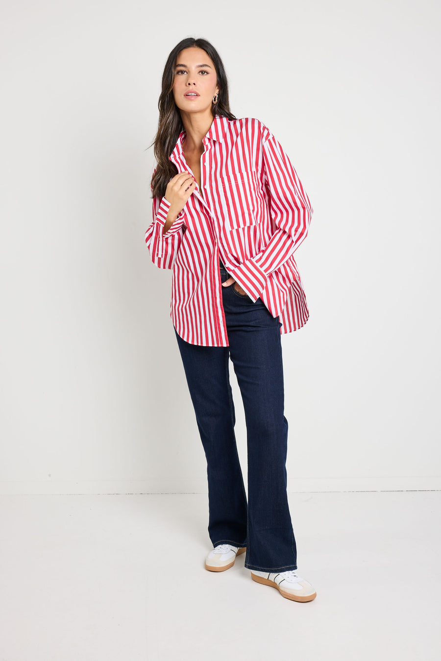 STORIES TO BE TOLD YOU GOT THIS RED STRIPE OVERSIZED SHIRT - RED STRIPE - WILDROSE