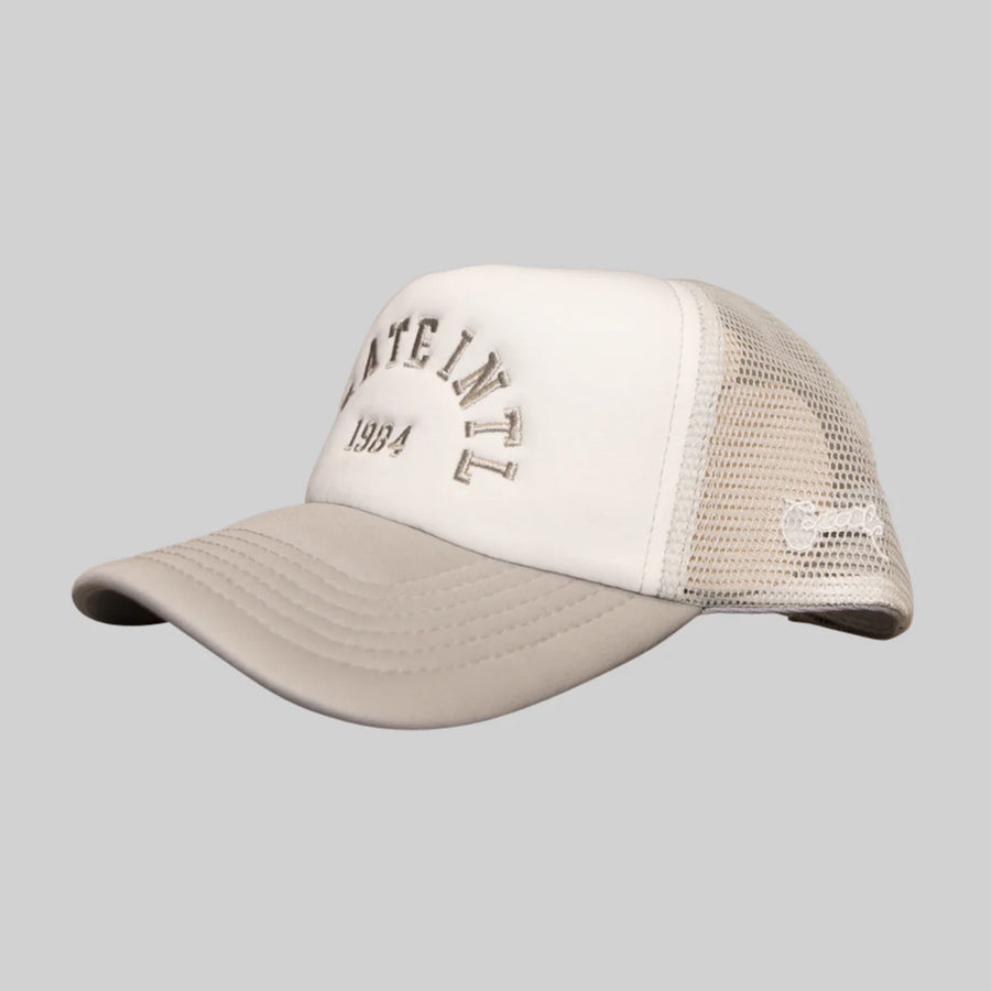 CRATE UNISEX VARSITY TRUCKER CAP - BEIGE - WILDROSE