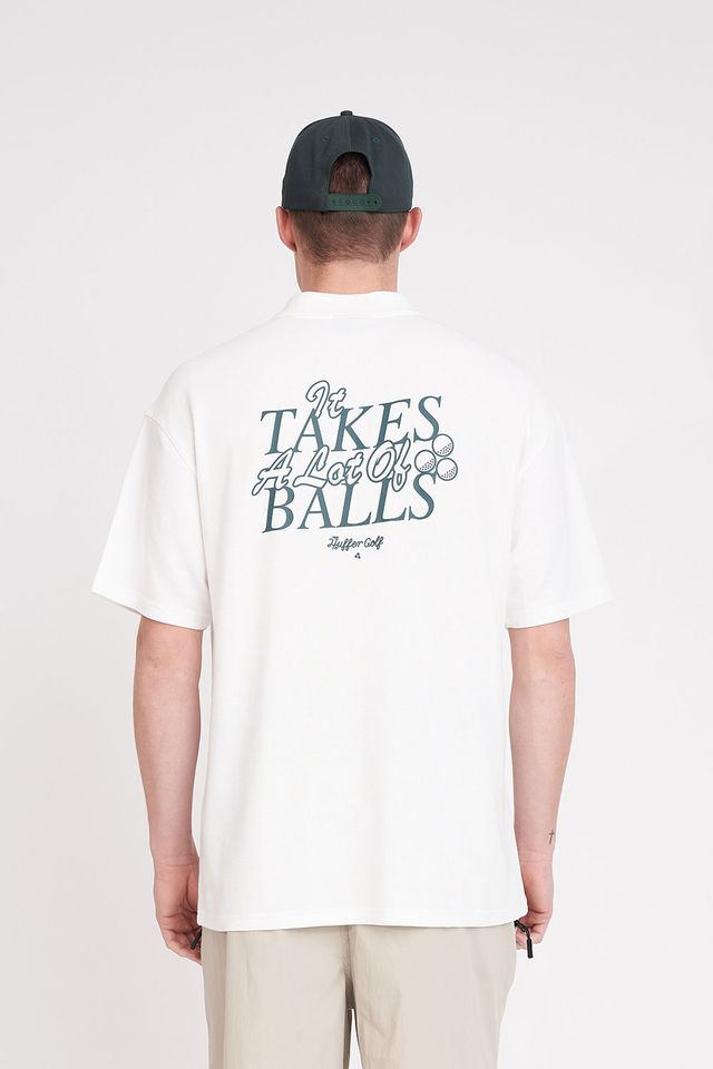 HUFFER MENS PAR SS POLO/BALLSY - CHALK - WILDROSE