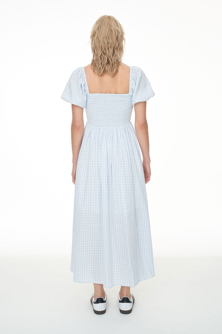 HUFFER CELINE LOVER MIDI DRESS - BLUE/WHITE - WILDROSE