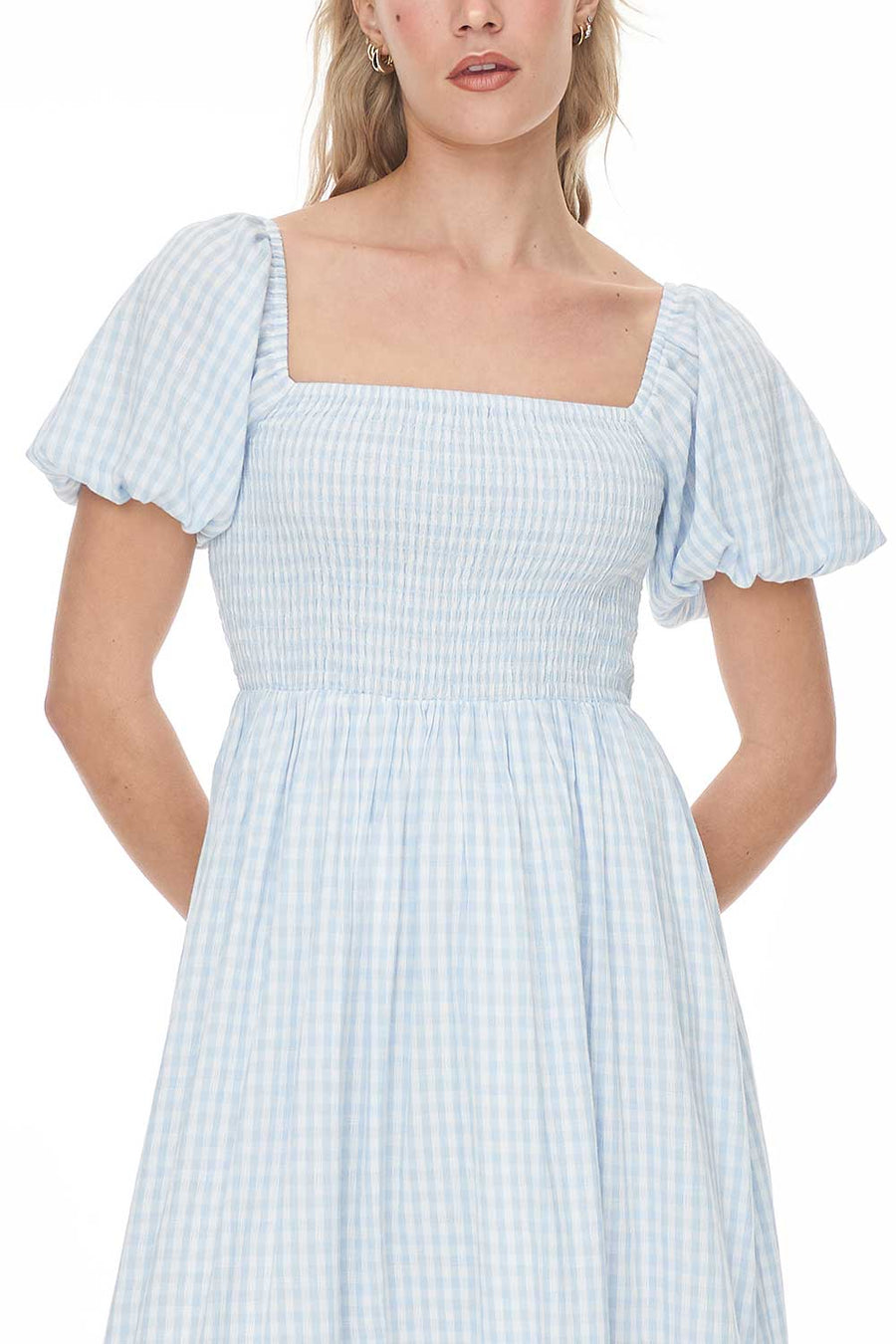 HUFFER CELINE LOVER MIDI DRESS - BLUE/WHITE - WILDROSE